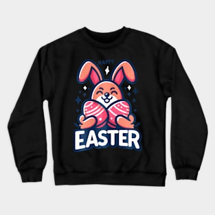 Easter Cute Bunny Holding Easter Eggs Crewneck Sweatshirt